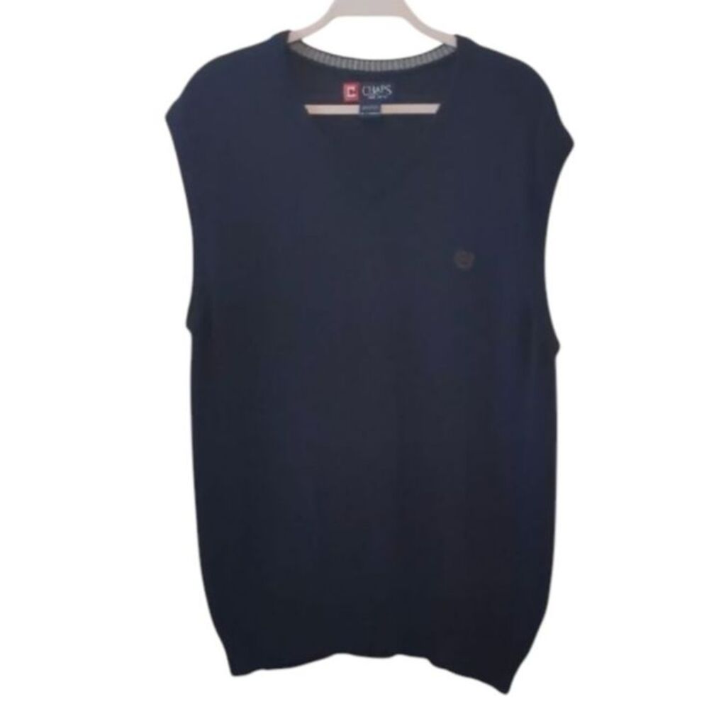 CHAPS Sweater Vest Grandpa Sleeveless Men's Blue Academia Preppy XL